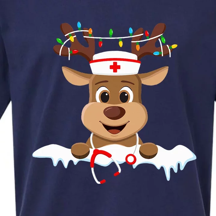 Christmas Nurse Love Nicu Rn Er Santa Reindeer Nurse Hat Elf Sueded Cloud Jersey T-Shirt