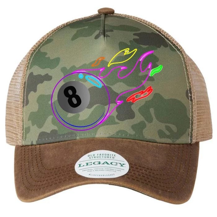 Colorful Neon Lights Eight Ball Billiards Pool Legacy Tie Dye Trucker Hat