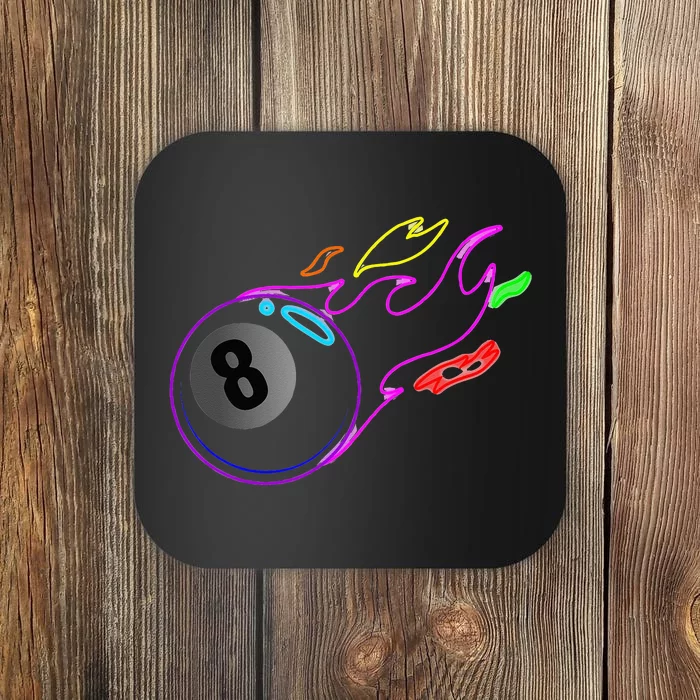 Colorful Neon Lights Eight Ball Billiards Pool Coaster