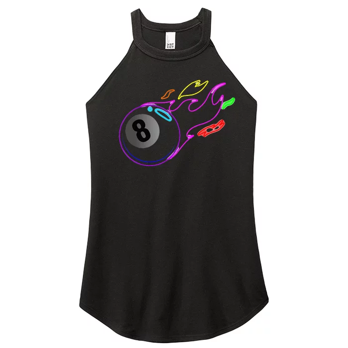 Colorful Neon Lights Eight Ball Billiards Pool Women’s Perfect Tri Rocker Tank