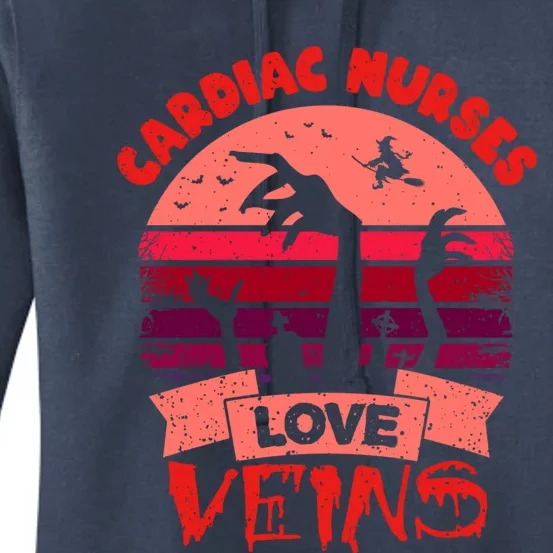 Cardiac Nurses Love Veins Halloween Funny Gift Vampire Nurse Gift Women's Pullover Hoodie