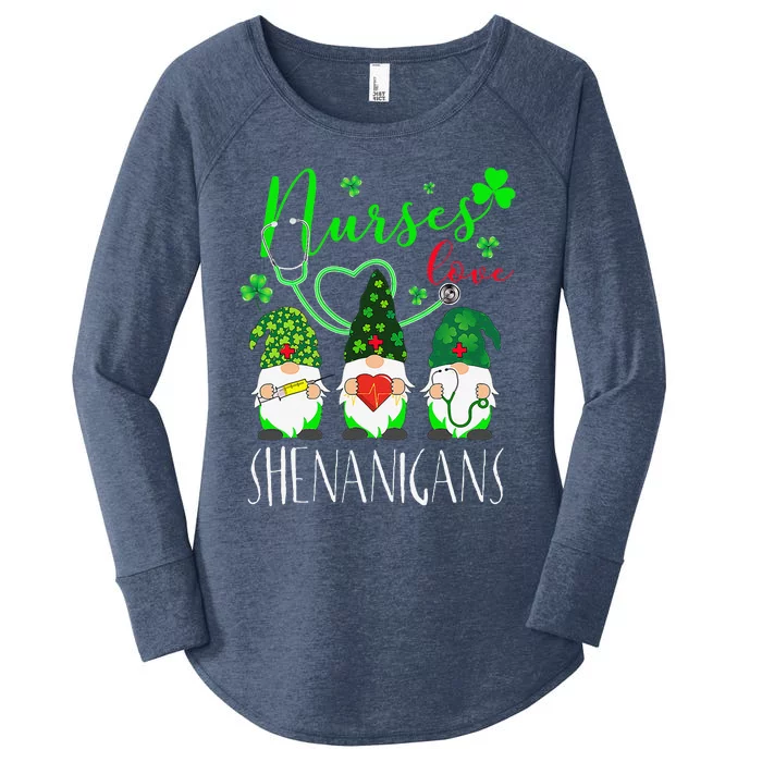 Cute Nurses Love Shenanigans Funny Gnomes Nurse St Patricks Day Women's Perfect Tri Tunic Long Sleeve Shirt