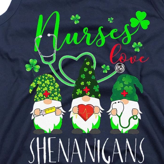 Cute Nurses Love Shenanigans Funny Gnomes Nurse St Patricks Day Tank Top