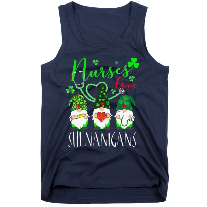 Cute Nurses Love Shenanigans Funny Gnomes Nurse St Patricks Day Tank Top