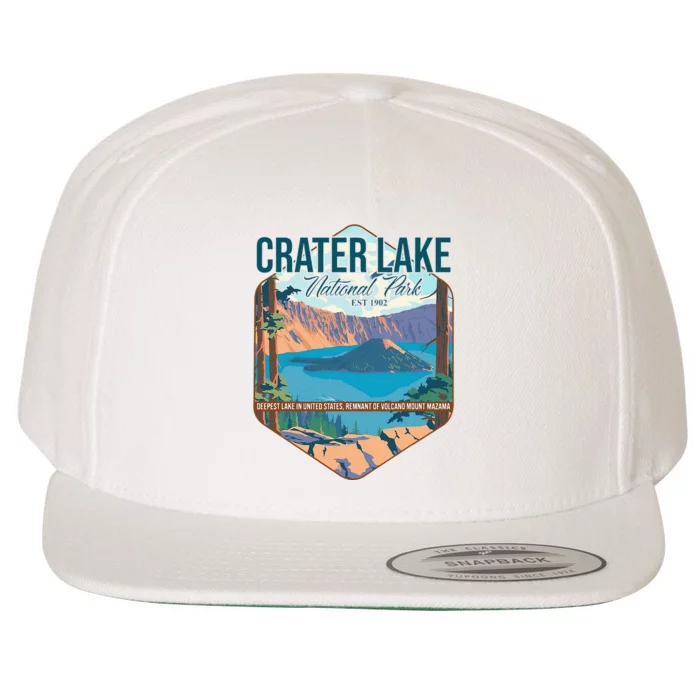 Camper Nature Lover Camping Hiking Crater Lake National Park Wool Snapback Cap