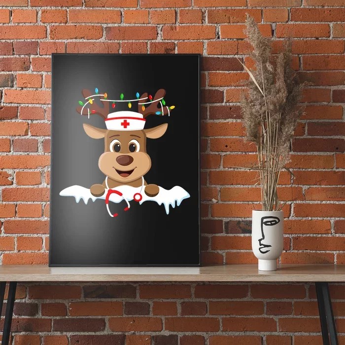 Christmas Nurse Love Nicu Rn Er Santa Reindeer Nurse Hat Elf Poster