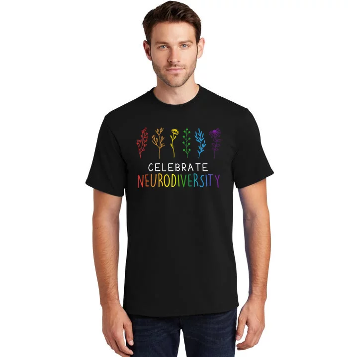 CELEBRATE NEURODIVERSITY m.e.ntal Health Autism Awareness Pullover Hoodie Tall T-Shirt