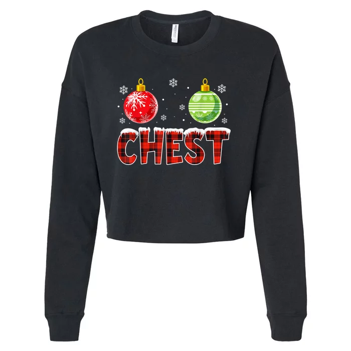 Chest Nuts Matching Chestnuts Funny Christmas Couples Chest Cropped Pullover Crew