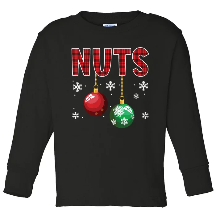 Chest Nuts Matching Chestnuts Funny Christmas Couples Nuts Toddler Long Sleeve Shirt