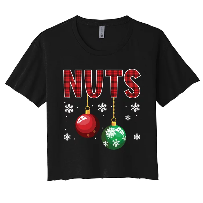 Chest Nuts Matching Chestnuts Funny Christmas Couples Nuts Women's Crop Top Tee