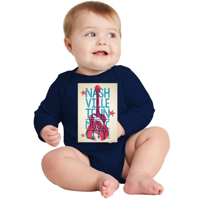 Cool Nashville Music City Baby Long Sleeve Bodysuit