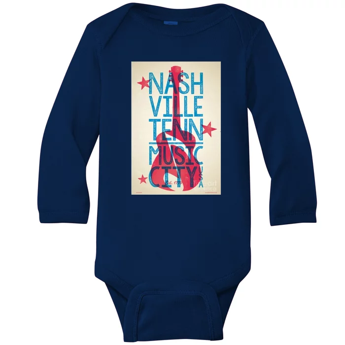 Cool Nashville Music City Baby Long Sleeve Bodysuit