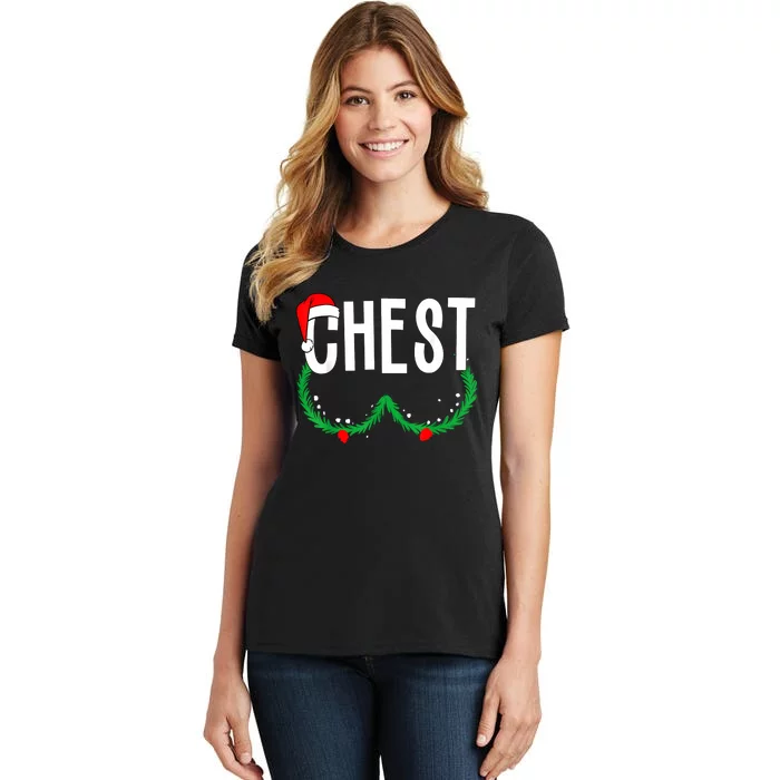 Chest Nuts Matching Chestnuts Funny Christmas Couples Chest Women's T-Shirt