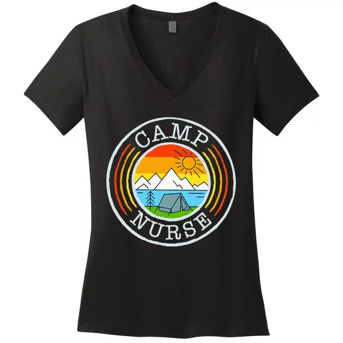 Camp Nurse Matching Nurse Camping Lover Men Women Funny Gift Women's V-Neck T-Shirt