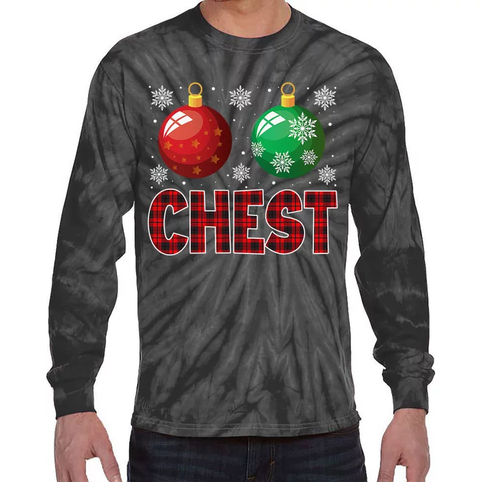 Chest Nuts Matching Chestnuts Funny Christmas Couples Chest Tie-Dye Long Sleeve Shirt