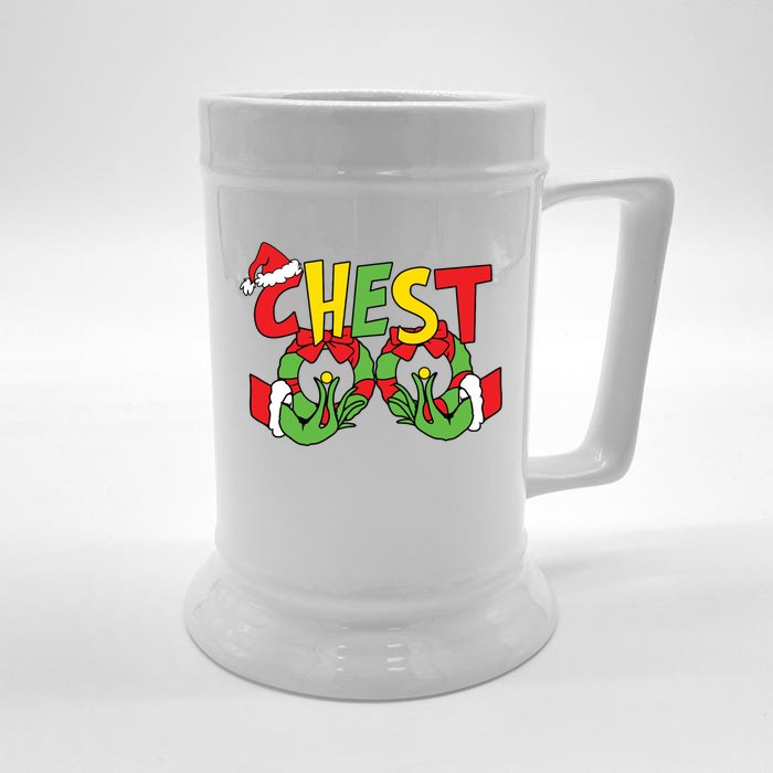 Chest Nuts Matching Chestnuts Funny Christmas Couples Nuts Front & Back Beer Stein