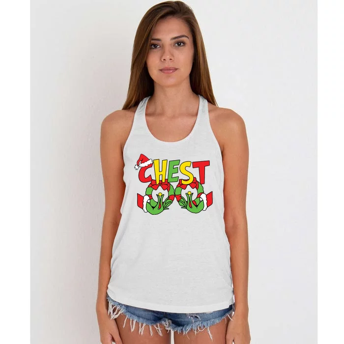 Chest Nuts Matching Chestnuts Funny Christmas Couples Nuts Women's Knotted Racerback Tank