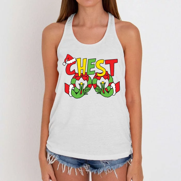 Chest Nuts Matching Chestnuts Funny Christmas Couples Nuts Women's Knotted Racerback Tank