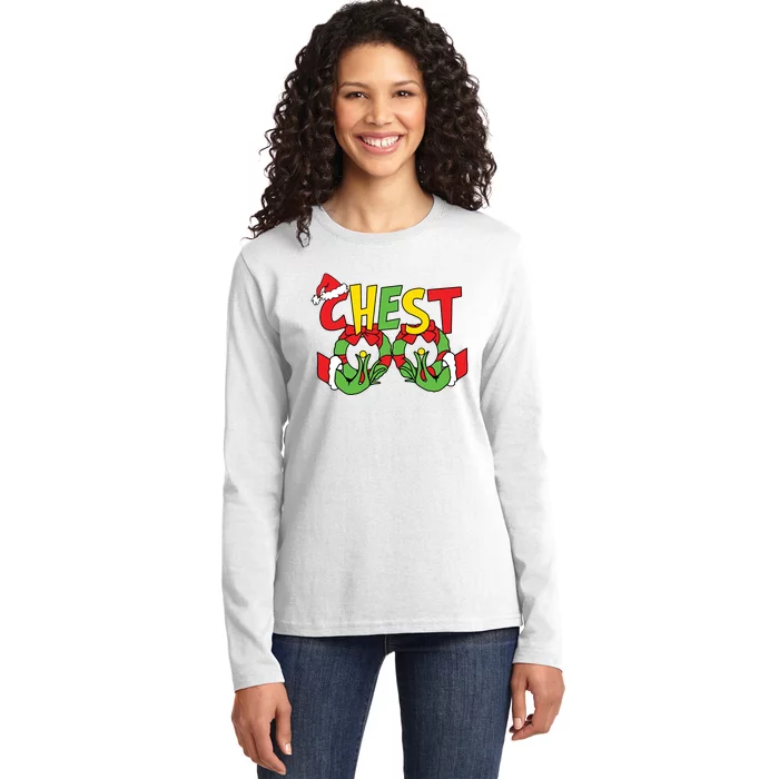 Chest Nuts Matching Chestnuts Funny Christmas Couples Nuts Ladies Long Sleeve Shirt