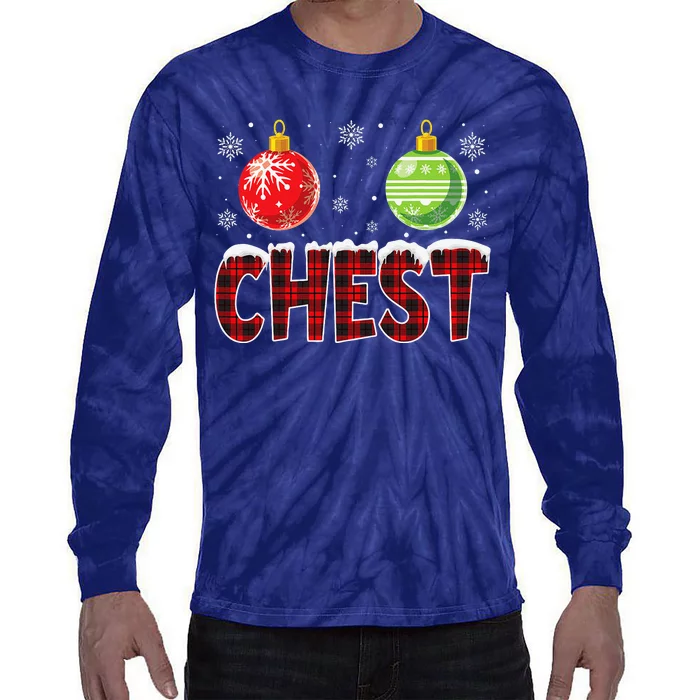 Chest Nuts Matching Chestnuts Funny Christmas Couples Chest Cute Tie-Dye Long Sleeve Shirt