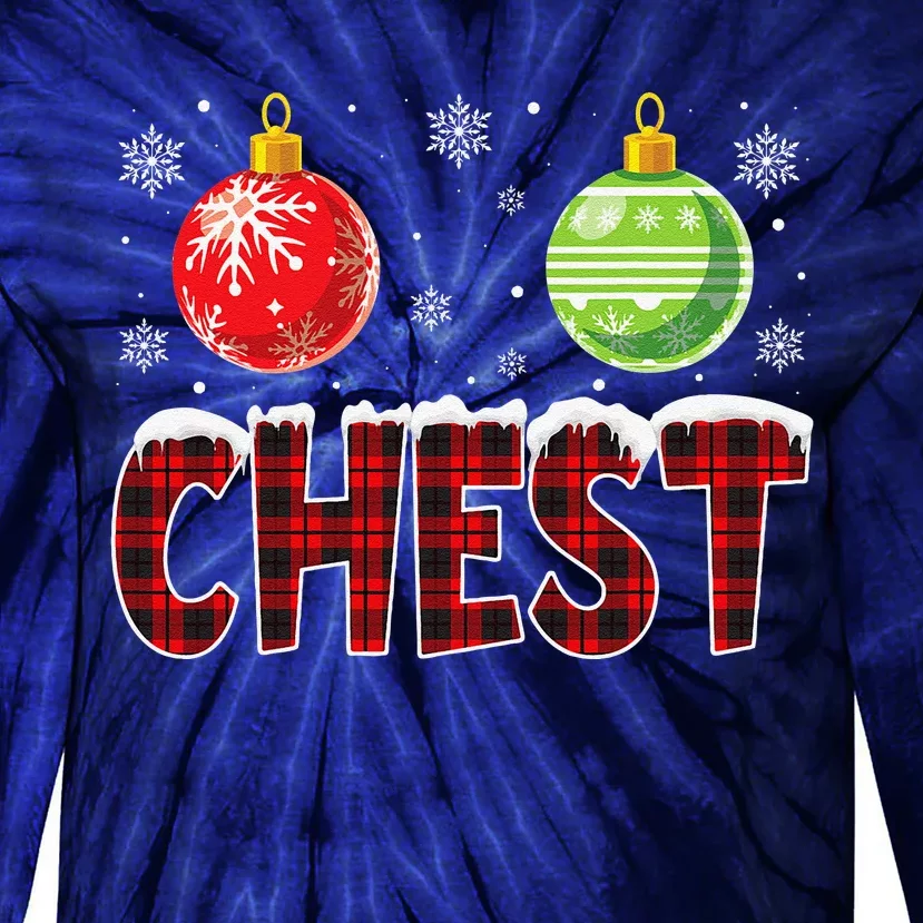 Chest Nuts Matching Chestnuts Funny Christmas Couples Chest Cute Tie-Dye Long Sleeve Shirt