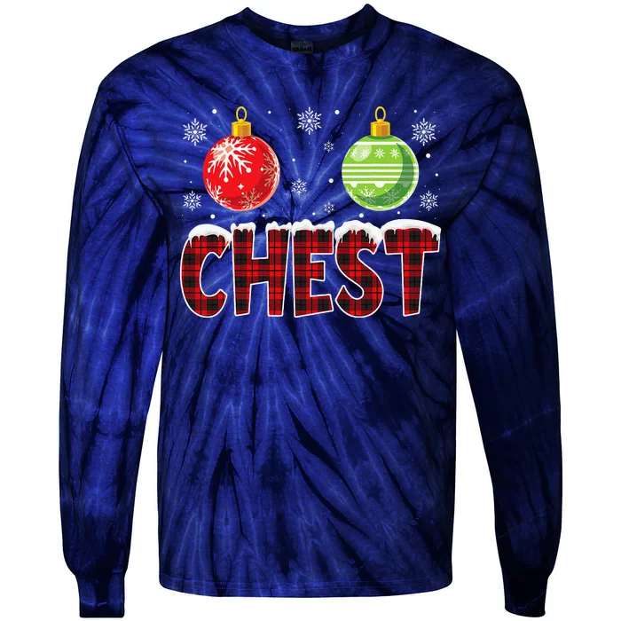 Chest Nuts Matching Chestnuts Funny Christmas Couples Chest Cute Tie-Dye Long Sleeve Shirt