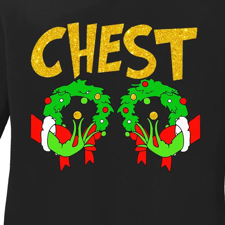 Chest Nuts Matching Chestnuts Funny Christmas Couples Chest Ladies Long Sleeve Shirt