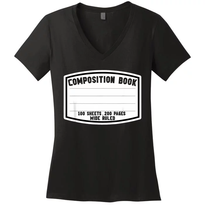 Composition Notebook Matching Group Halloween Teacher Women's V-Neck T-Shirt