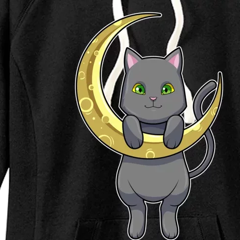 Cat Night Moon Gift Women's Fleece Hoodie