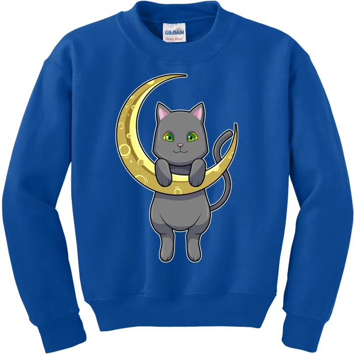 Cat Night Moon Gift Kids Sweatshirt