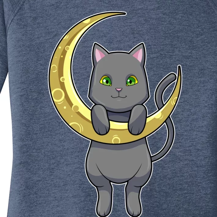 Cat Night Moon Gift Women's Perfect Tri Tunic Long Sleeve Shirt