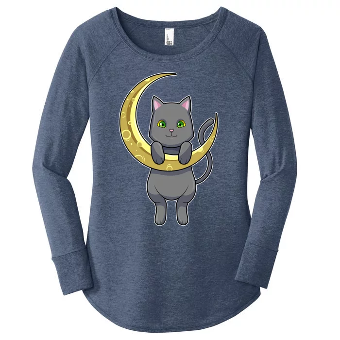 Cat Night Moon Gift Women's Perfect Tri Tunic Long Sleeve Shirt