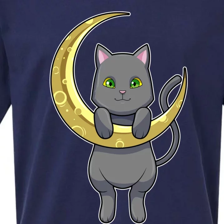 Cat Night Moon Gift Sueded Cloud Jersey T-Shirt