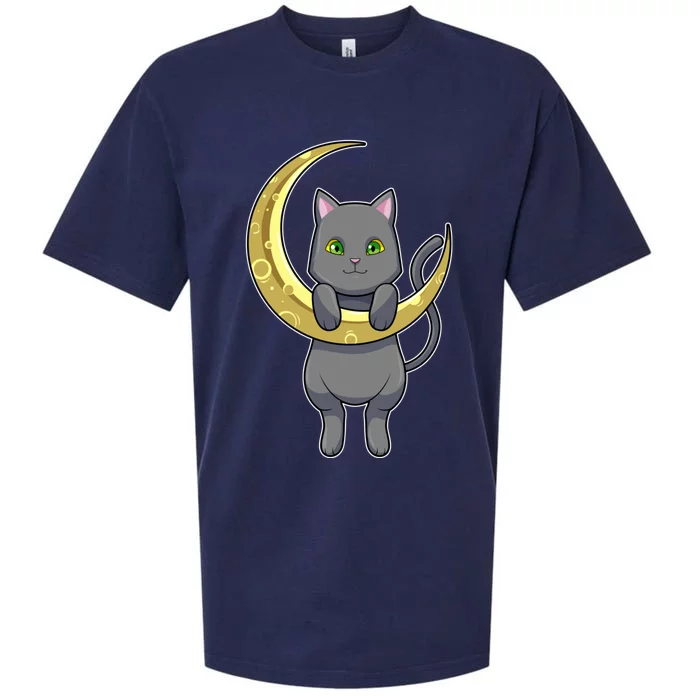 Cat Night Moon Gift Sueded Cloud Jersey T-Shirt