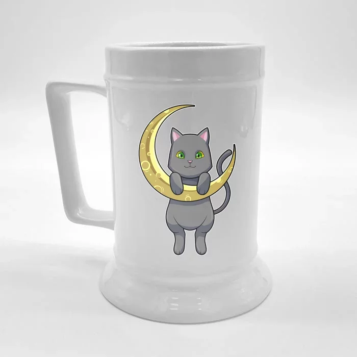 Cat Night Moon Gift Front & Back Beer Stein