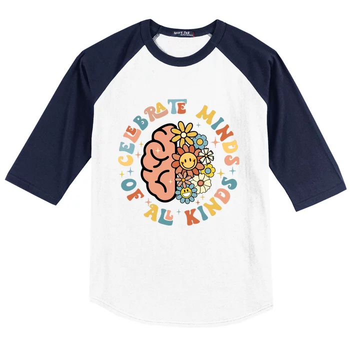 Celebrate Neurodiversity Minds Of All Kinds Baseball Sleeve Shirt