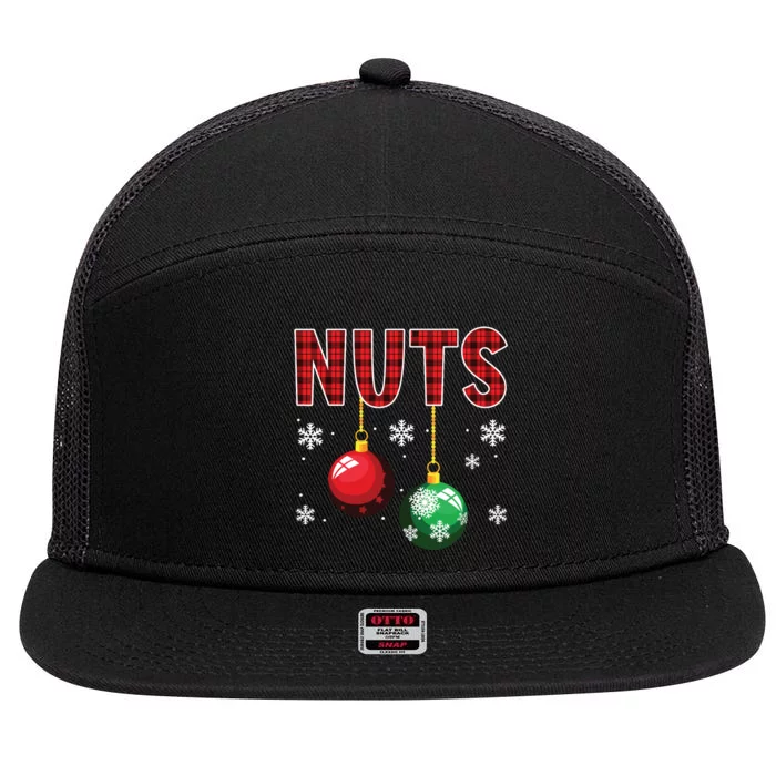 Chest Nuts Matching Chestnuts Funny Christmas Couples Nuts 7 Panel Mesh Trucker Snapback Hat