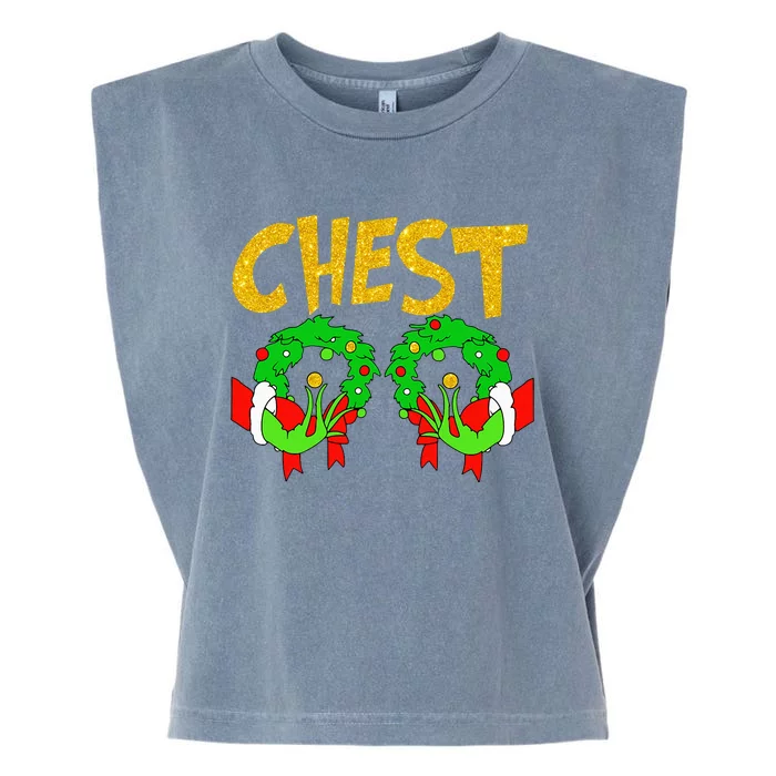 Chest Nuts Matching Chestnuts Funny Christmas Couples Chest Garment-Dyed Women's Muscle Tee