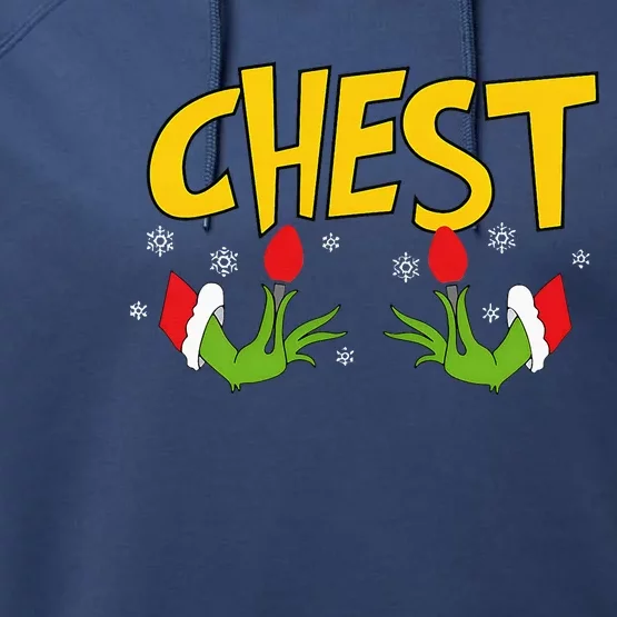 Chest Nuts Matching Chestnuts Funny Christmas Couples Chest Performance Fleece Hoodie