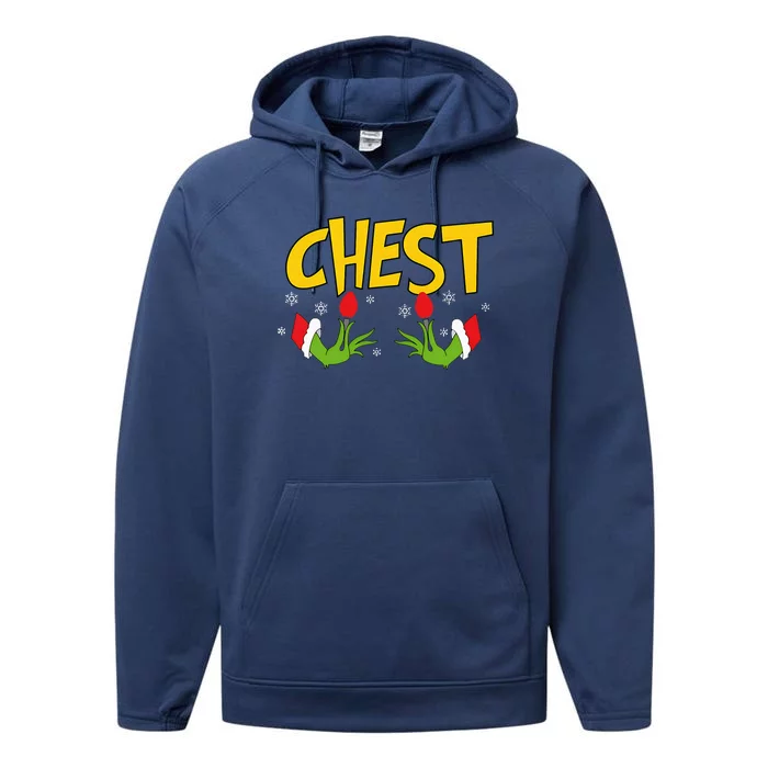 Chest Nuts Matching Chestnuts Funny Christmas Couples Chest Performance Fleece Hoodie