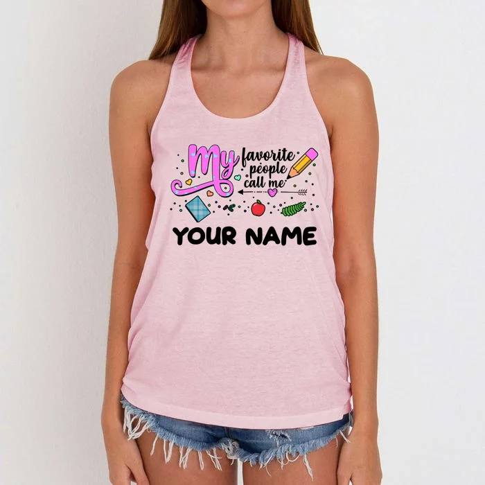 Custom Name My Favorite People Call Me Women's Knotted Racerback Tank