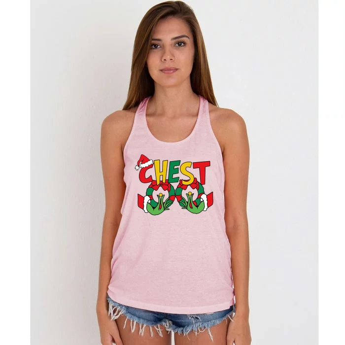 Chest Nuts Matching Chestnuts Funny Christmas Couples Nuts Gift Women's Knotted Racerback Tank