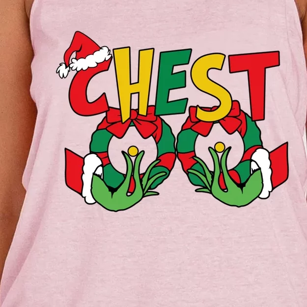 Chest Nuts Matching Chestnuts Funny Christmas Couples Nuts Gift Women's Knotted Racerback Tank