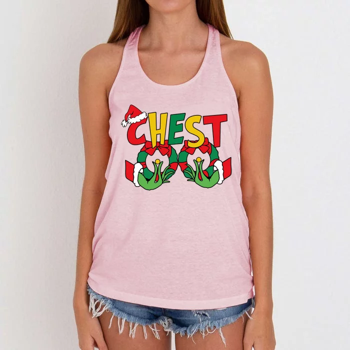 Chest Nuts Matching Chestnuts Funny Christmas Couples Nuts Gift Women's Knotted Racerback Tank