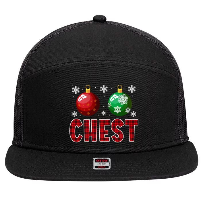 Chest Nuts Matching Chestnuts Funny Christmas Couples Xmas 7 Panel Mesh Trucker Snapback Hat