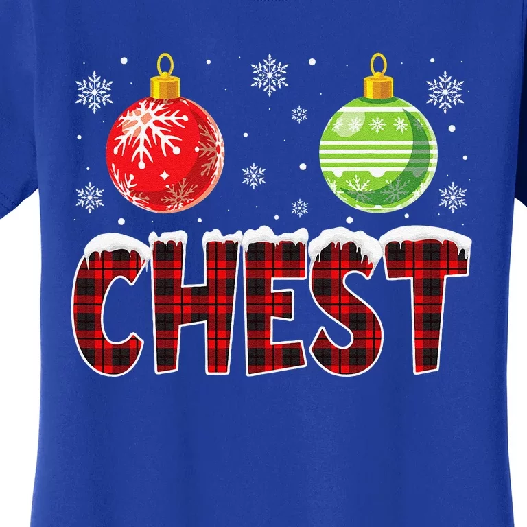 Chest Nuts Matching Chestnuts Funny Christmas Couples Chest Cute Women's T-Shirt