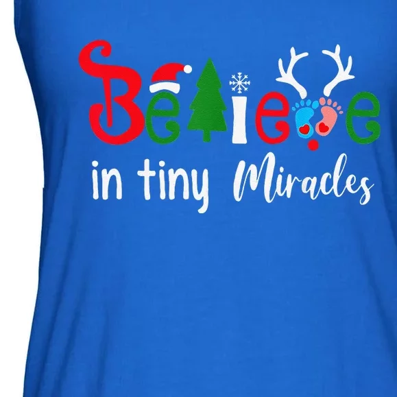 Christmas NICU Nurse Believe In Tiny Miracles Funny Funny Ladies Essential Flowy Tank