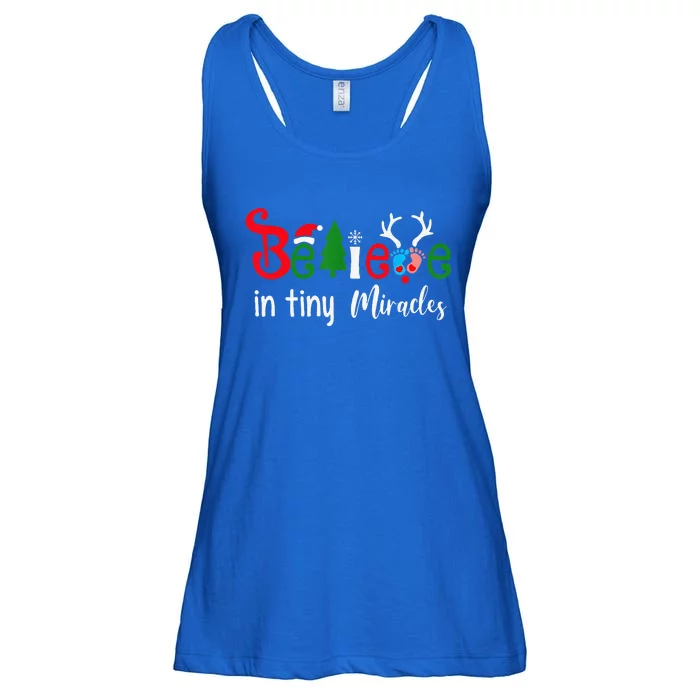 Christmas NICU Nurse Believe In Tiny Miracles Funny Funny Ladies Essential Flowy Tank