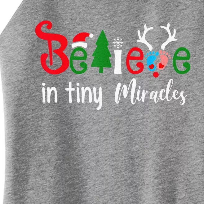 Christmas NICU Nurse Believe In Tiny Miracles Funny Funny Women’s Perfect Tri Rocker Tank