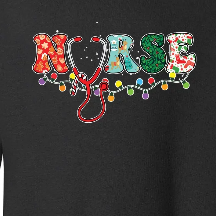 Christmas Nurse Nursing Cute Health Worker Christmas Pattern Toddler Sweatshirt